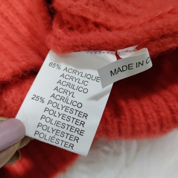 Loavies Cable Knit Born To Love Preppy Oversized Sweater Orange Women's Small - Picture 12 of 16